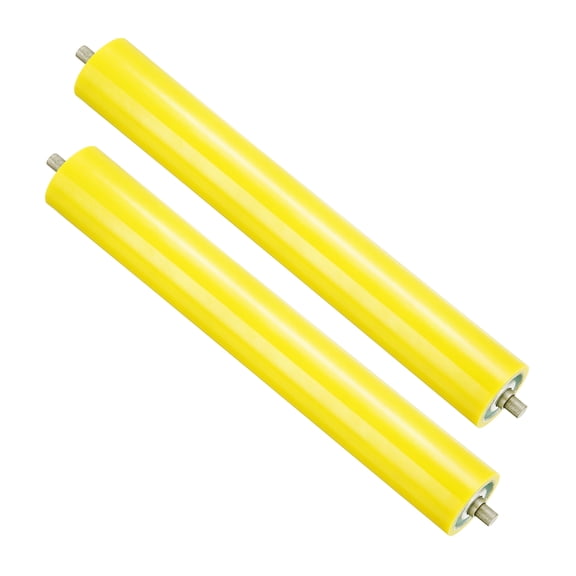 Uxcell Polyurethane Stainless Steel Coated Conveyor Roller 4" Diameter 16" Length, Yellow 2 Pack