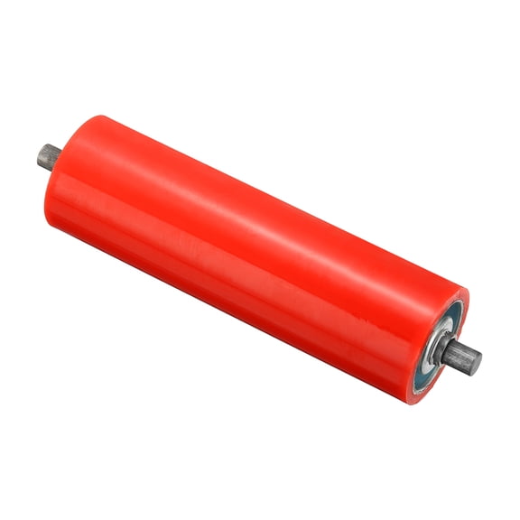 Uxcell Polyurethane Stainless Steel Coated Conveyor Roller 4" Diameter 8" Length, Red 1 Pack
