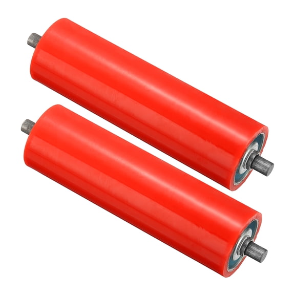 Uxcell Polyurethane Stainless Steel Coated Conveyor Roller 4" Diameter 8" Length, Red 2 Pack