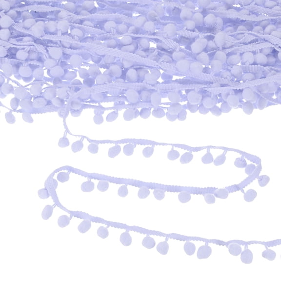Uxcell Pom Pom Ball Fringe Trim, 10 Yards 11mm Mini Pom Pom Trim Ribbon for Home Decoration/DIY Crafts, Light Purple