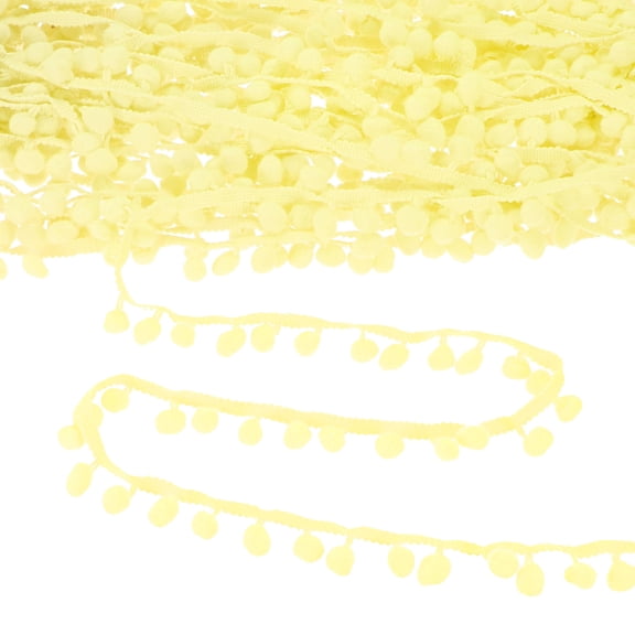 Uxcell Pom Pom Ball Fringe Trim, 10 Yards 11mm Mini Pom Pom Trim Ribbon for Home Decoration/DIY Crafts, Pale Yellow