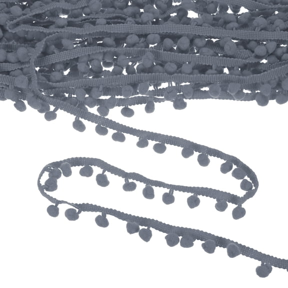 Uxcell Pom Pom Ball Fringe Trim, 10 Yards 8mm Mini Pom Pom Trim Ribbon for Home Decoration/DIY Crafts, Dark Gray