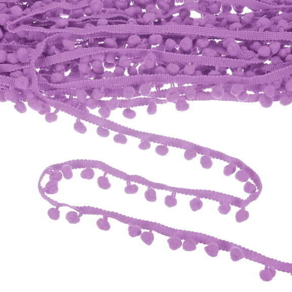 Uxcell Pom Pom Ball Fringe Trim, 10 Yards 8mm Mini Pom Pom Trim Ribbon for Home Decoration/DIY Crafts, Medium Purple