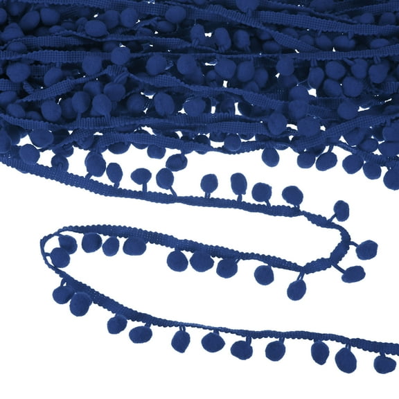 Uxcell Pom Pom Ball Fringe Trim, 20 Yards 11mm Mini Pom Pom Trim Ribbon for Home Decoration/DIY Crafts, Navy Blue