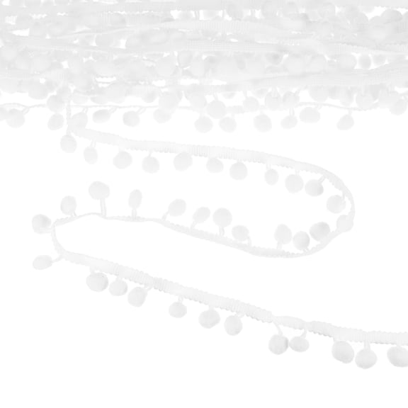 Uxcell Pom Pom Ball Fringe Trim, 20 Yards 11mm Mini Pom Pom Trim Ribbon for Home Decoration/DIY Crafts, White
