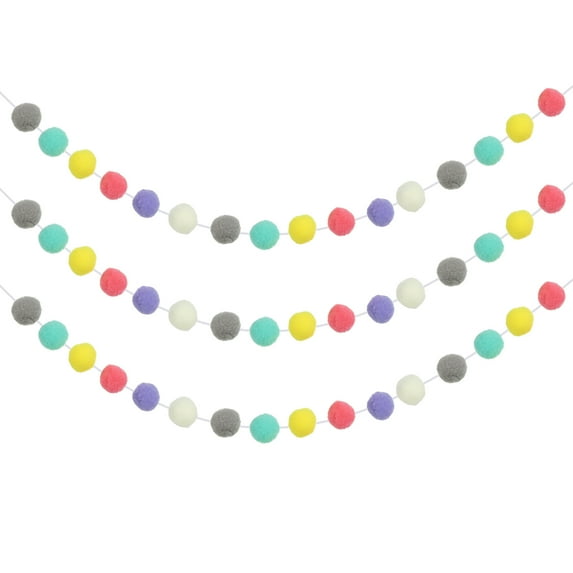 Uxcell Pom Pom Garland, Decor Hanging Garland Ball Banner with Felt Balls for Halloween Thanksgiving Christmas Wedding Birthday Fancy Colors