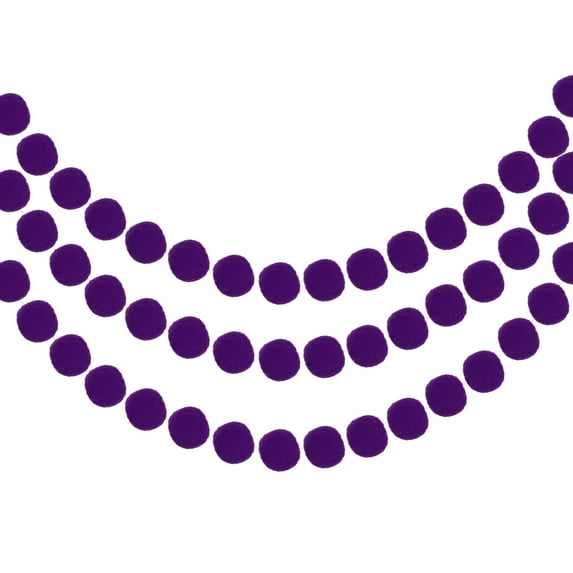 Uxcell Pom Pom Garland Decorative Hanging Banner Felt Balls for Halloween Thanksgiving Christmas Wedding Birthday Dark Purple 8.2 Feet