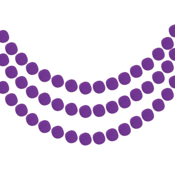 Uxcell Pom Pom Garland Decorative Hanging Banner Felt Balls for Halloween Thanksgiving Christmas Wedding Birthday Purple 6.5 Feet
