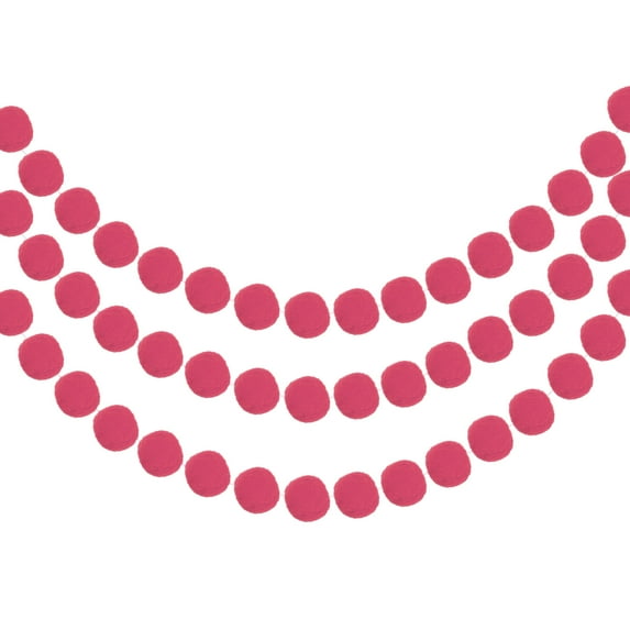 Uxcell Pom Pom Garland Decorative Hanging Banner Felt Balls for Halloween Thanksgiving Christmas Wedding Birthday Rose Red 8.2 Feet