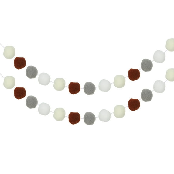Uxcell Pom Pom Garland, Hanging Garland Ball Banner for Halloween Thanksgiving Christmas Wedding Decor White Cream Gray Brown