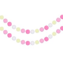 Uxcell Pom Pom Garland, Hanging Garland Ball Banner for Halloween Thanksgiving Christmas Wedding Decor White/Pink/Cream/Light Pink