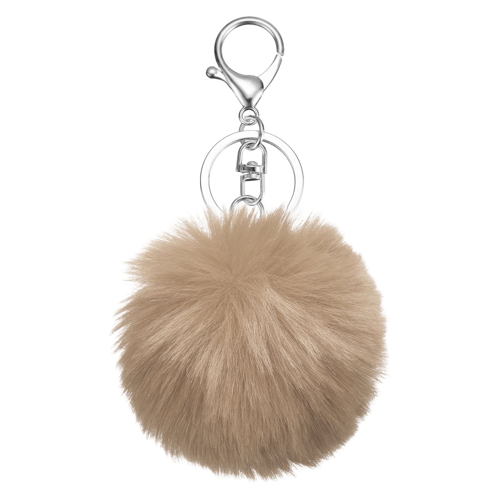 Keychain Rabbit Plue Uxcell Pom Pom Keychain, 8cm Faux Rabbit Fur Fluffy Pompoms Keyring ...