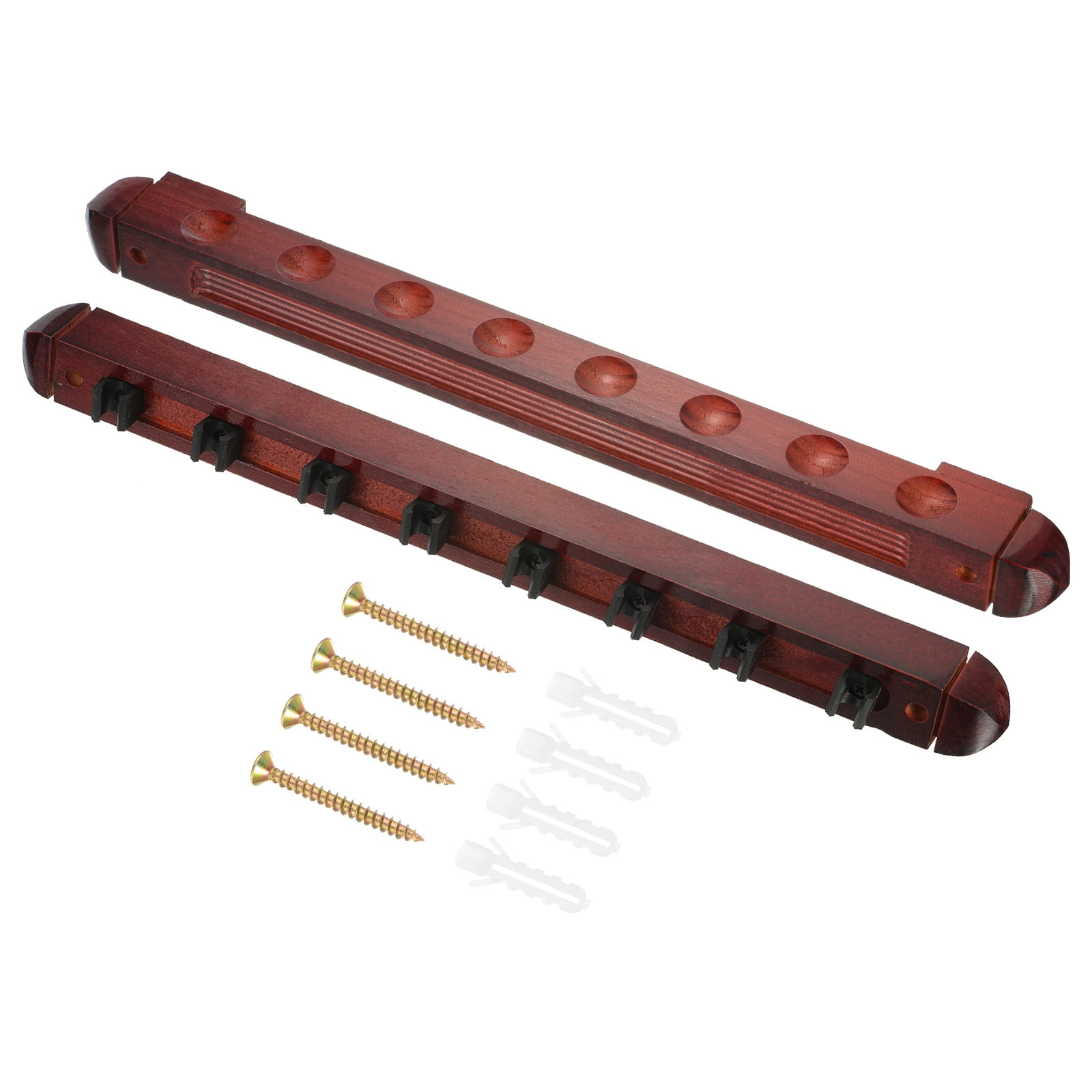 Mahogany 2-Piece Wall Mounted Pool Cue Rack for 8 Sticks