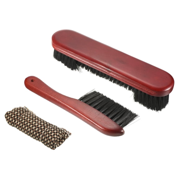 Uxcell Pool Table Rail Brush Set Billiards Pool Table Cleaning Tools with Cleaner Cloth Red Brown 2 in 1