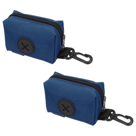 Uxcell Poop Bag Holder, Dog Waste Bag Holder for Leash Hook&Loop Portable Reusable Dispenser Pet Poop Waste Pouch, (2Pcs, Navy Blue), Intended for Outdoor / Travel / Walking / Dog Park