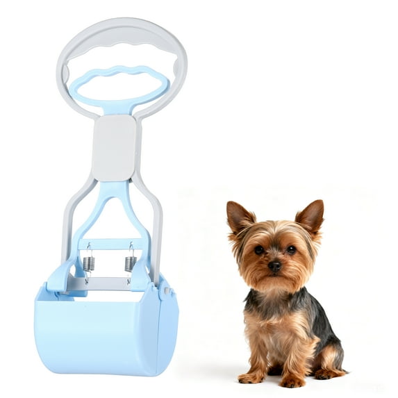 Uxcell Poop Scooper, 11" Long Handle No Touch Dog Poop Scooper Grabber Non-Breakable Spring Pick Up Tool Shovel, (Milky Blue), Intended for Dogs Waste in Lawns/Grass/Dirt/Gravel