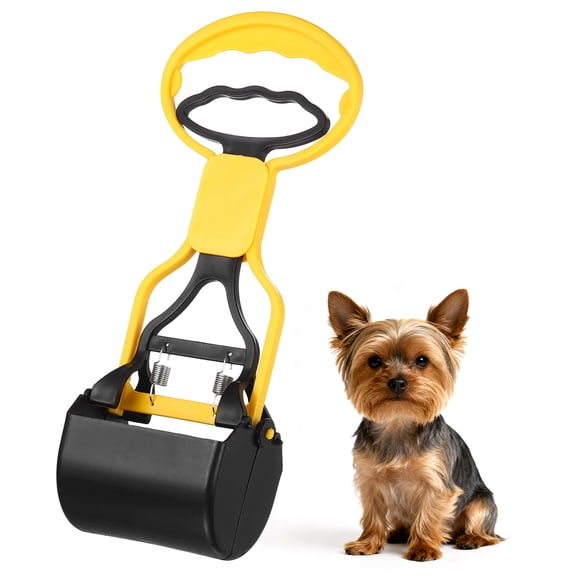Uxcell Poop Scooper, 11" Long Handle No Touch Dog Poop Scooper Grabber Non-Breakable Spring Pick Up Tool Shovel, (Yellow), Intended for Dogs Waste in Lawns/Grass/Dirt/Gravel