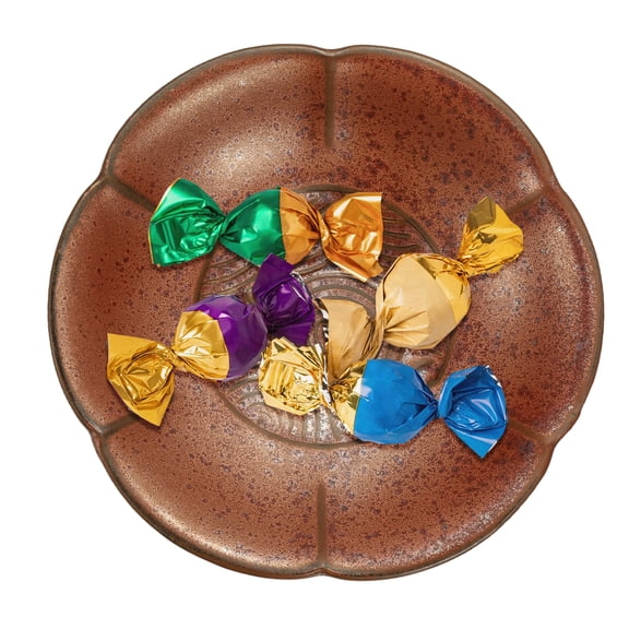 Porcelain Serving Dish, 4.25 Inch Small Ceramic Candy Plate with Water Pattern Petal Shape Decorative Bowl for Wedding Party Household Living Room Candy Snack Plate, Brown