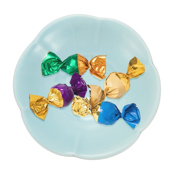 Porcelain Serving Dish, 4.25 Inch Small Ceramic Candy Plate with Water Pattern Petal Shape Decorative Bowl for Wedding Party Household Living Room Candy Snack Plate, Powder Cyan
