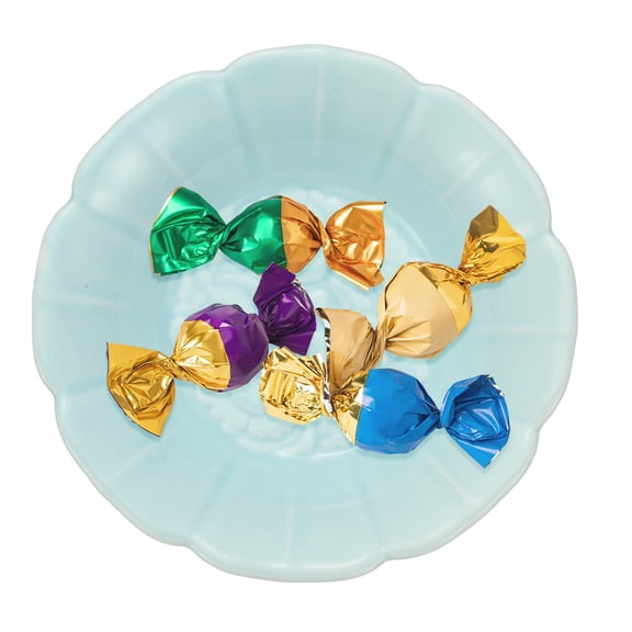 Uxcell Porcelain Serving Dish 4.25'' Small Ceramic Candy Plate with Lotus Pattern Petal Shape Decorative Bowl Powder Cyan