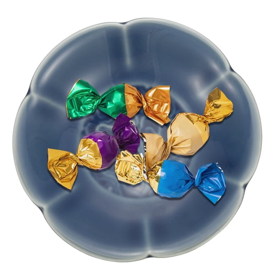 Uxcell Porcelain Serving Dish 4.25'' Ceramic Candy Plate with Cloud Pattern Petal Shape Decorative Bowl Dark Blue