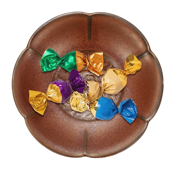 Uxcell Porcelain Serving Dish 4.25'' Ceramic Candy Plate with Cloud Pattern Petal Shape Decorative Bowl Brown