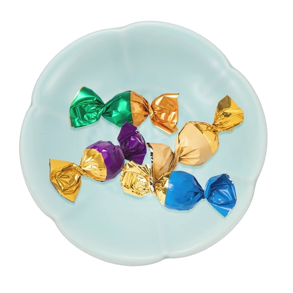 Uxcell Porcelain Serving Dish 4.25'' Ceramic Candy Plate with Cloud Pattern Petal Shape Decorative Bowl Plum Powder Cyan