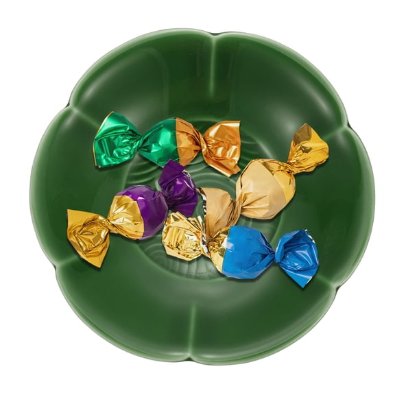 Porcelain Serving Dish, 4.25 Inch Small Ceramic Candy Plate with Water Pattern Petal Shape Decorative Bowl for Wedding Party Household Living Room Candy Snack Plate, Green