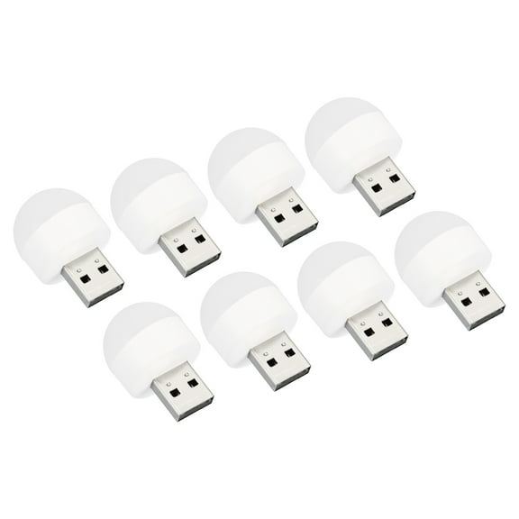 Uxcell Portable 0.5W USB Plugin LED Bulb Mini USB Night Light, White, Warm White 8 Pack
