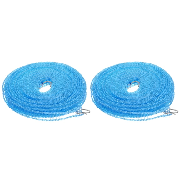 Uxcell Portable Clothesline, 32.8ft Nylon Windproof Non-Slip Washing Line, Blue 2Pack
