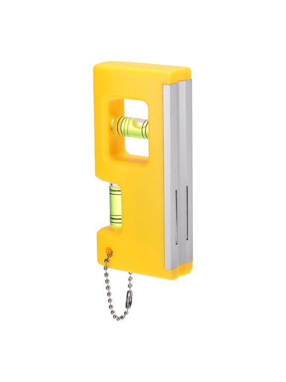 Portable Magnetic Level with Keychain Yellow 1 Pack, Mini Bubble Acrylic Spirit Levels Little Horizontal Vertical Measuring Layout Tools for Industrial Carpentry Picture Frame