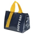 thumbnail image 1 of Uxcell Portable PU Waterproof Insulated Lunch Tote Bag for Office Picnic Outdoor, Navy Blue Yellow, 1 of 6