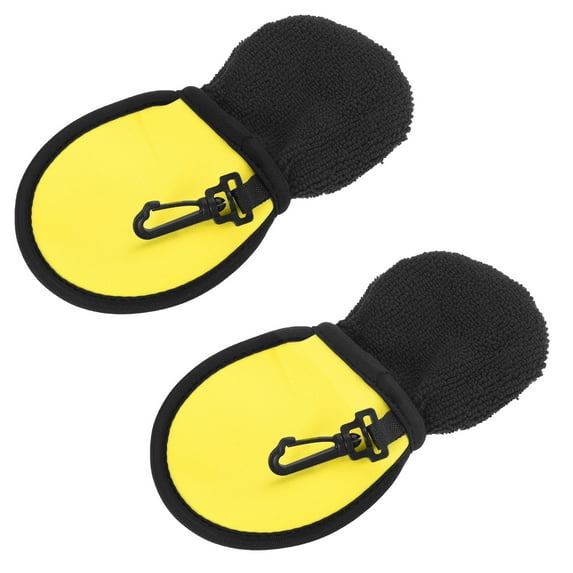 Uxcell Portable Pouch Pocket Washer Bag with Clips Golf Ball Cleaner Yellow 2 Pack