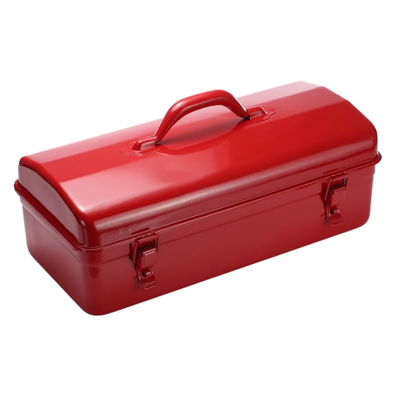 Uxcell Portable Steel Tool Box, 16.4" x 7.7" x 3.9" with Handle Double Metal Latch Trunk Tool Storage Box Metal Organizer Mountain Toolbox for Garage Warehouse Workshop Household, Red