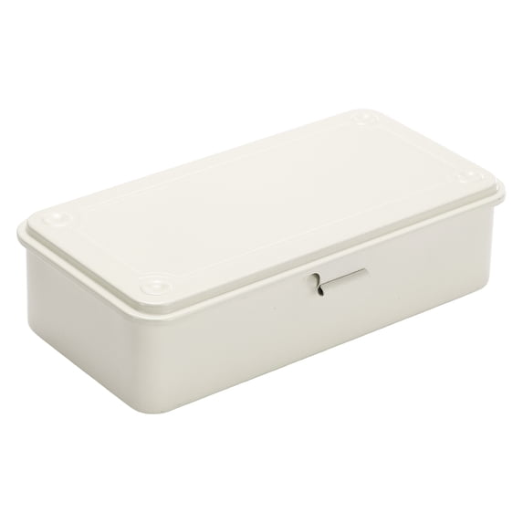 Uxcell Portable Steel Tool Box, 7.6" x 3.7" x 1.9" with Metal Latch Trunk Tool Storage Box Metal Organizer Mountain Toolbox for Garage Warehouse Workshop Household, Light White