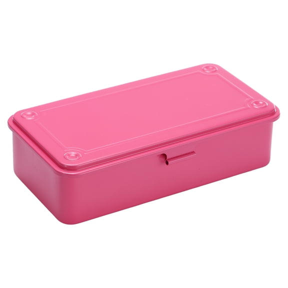 Uxcell Portable Steel Tool Box, 7.6" x 3.7" x 1.9" with Metal Latch Trunk Tool Storage Box Metal Organizer Mountain Toolbox for Garage Warehouse Workshop Household, Rose Red