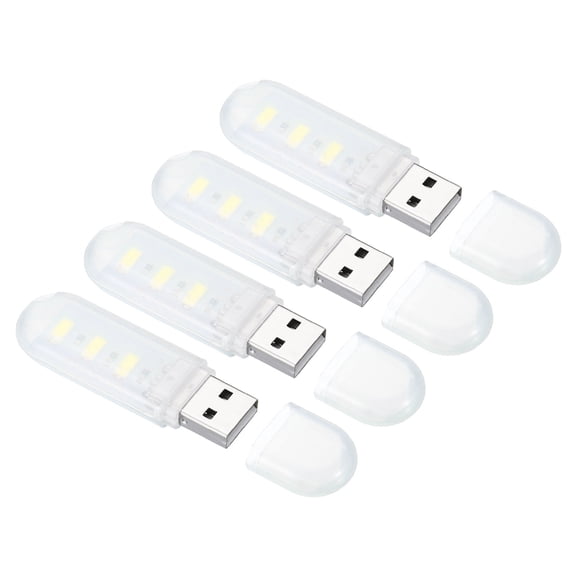 Uxcell Portable USB Plug in 3 Lamp Beads LED Night Light Lamp Stick for night lighting Fog White 4 Pack