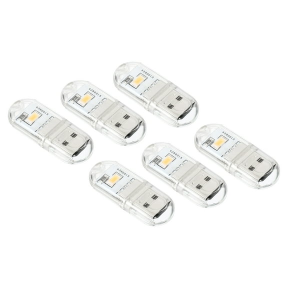 Uxcell Portable USB Plugin 2 Beads LED Night Light Lamp Stick, Warm White 6 Pack