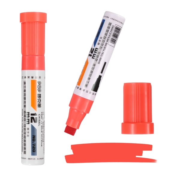 Uxcell Poster Markers, 2Pcs Large Capacity Permanent Huge Banners Posters Markers Bold Thick Chisel Tip Pen for Painting Drawing on Plastic Glass Wood Fabric Canvas, Pink(0.5" Tip Width)
