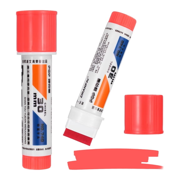 Uxcell Poster Markers, 2Pcs Large Capacity Permanent Huge Banners Posters Markers Bold Thick Chisel Tip Pen for Painting Drawing on Plastic Glass Wood Fabric Canvas, Pink(1.2" Tip Width)