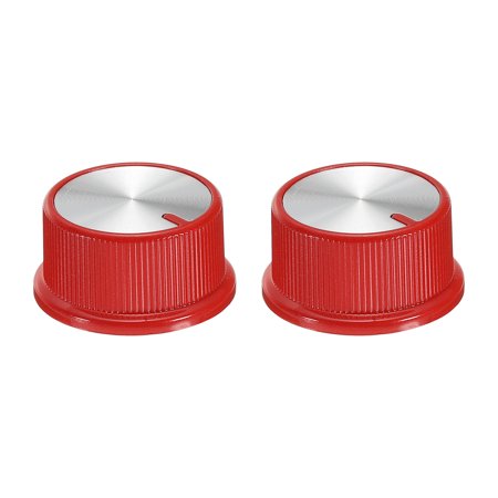 Uxcell Potentiometer Control Knob ABS Guitar Knob For Electric Guitar 180 Degrees Red Silver 2PCS