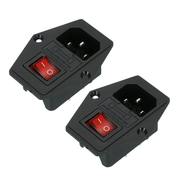 Uxcell Power Switch 10A 250V AC Rocker Switch 3 Pin IEC320 C14 Inlet Male Power Socket for Lab Equipment,Pack of 2