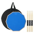 thumbnail image 1 of Uxcell Practice Drum Pad Set, 12 Inch Double Sided Silent Snare Drum Pad Kit Include 5A Drumsticks Carrying Bag for Drummers, Beginners Quiet Training (Blue), 1 of 6