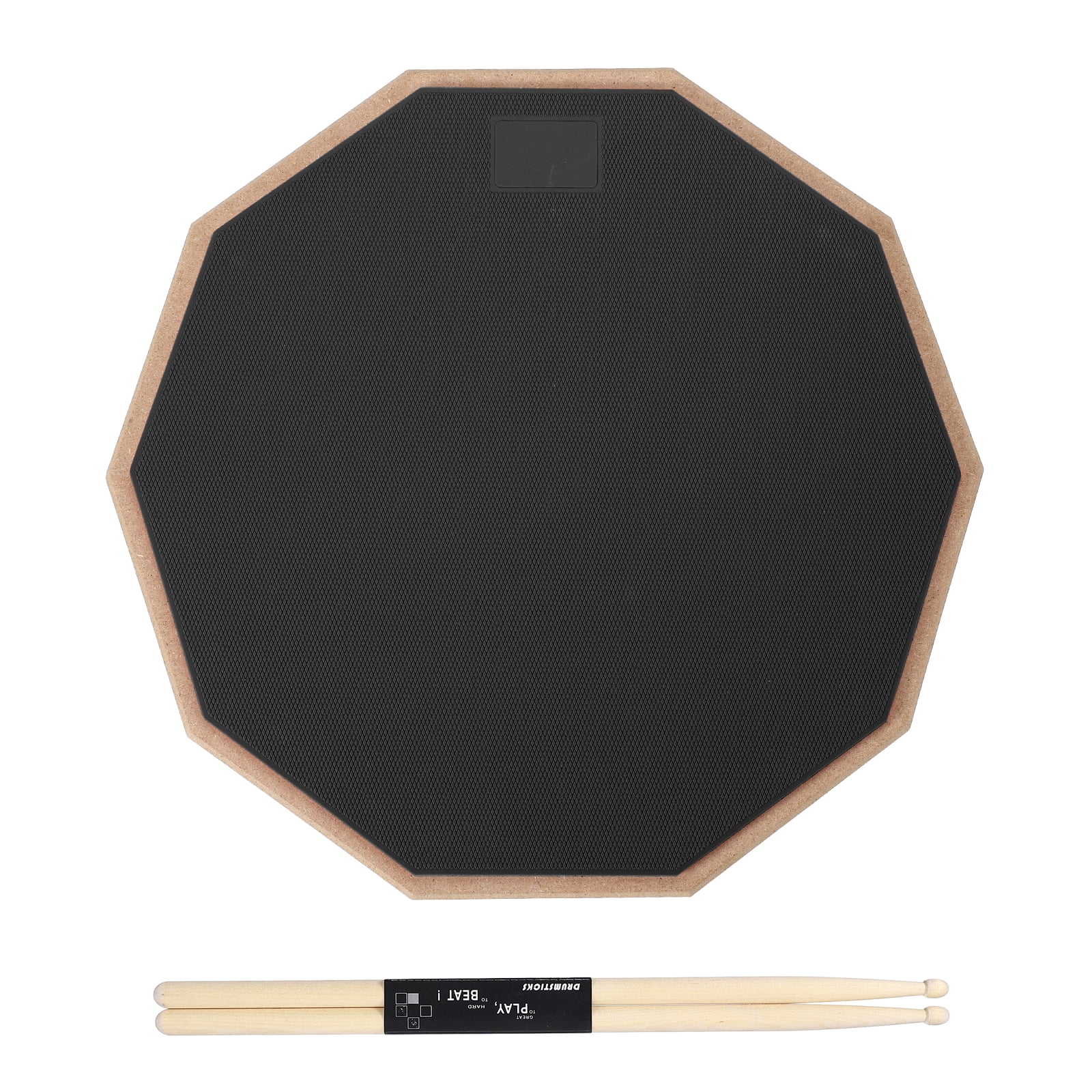 Uxcell Practice Drum Pad Set, 12 Inch Double Sided Silent Snare Drum Pad with 5A Drumsticks for Drummers, Beginners, Quiet Training (Black)