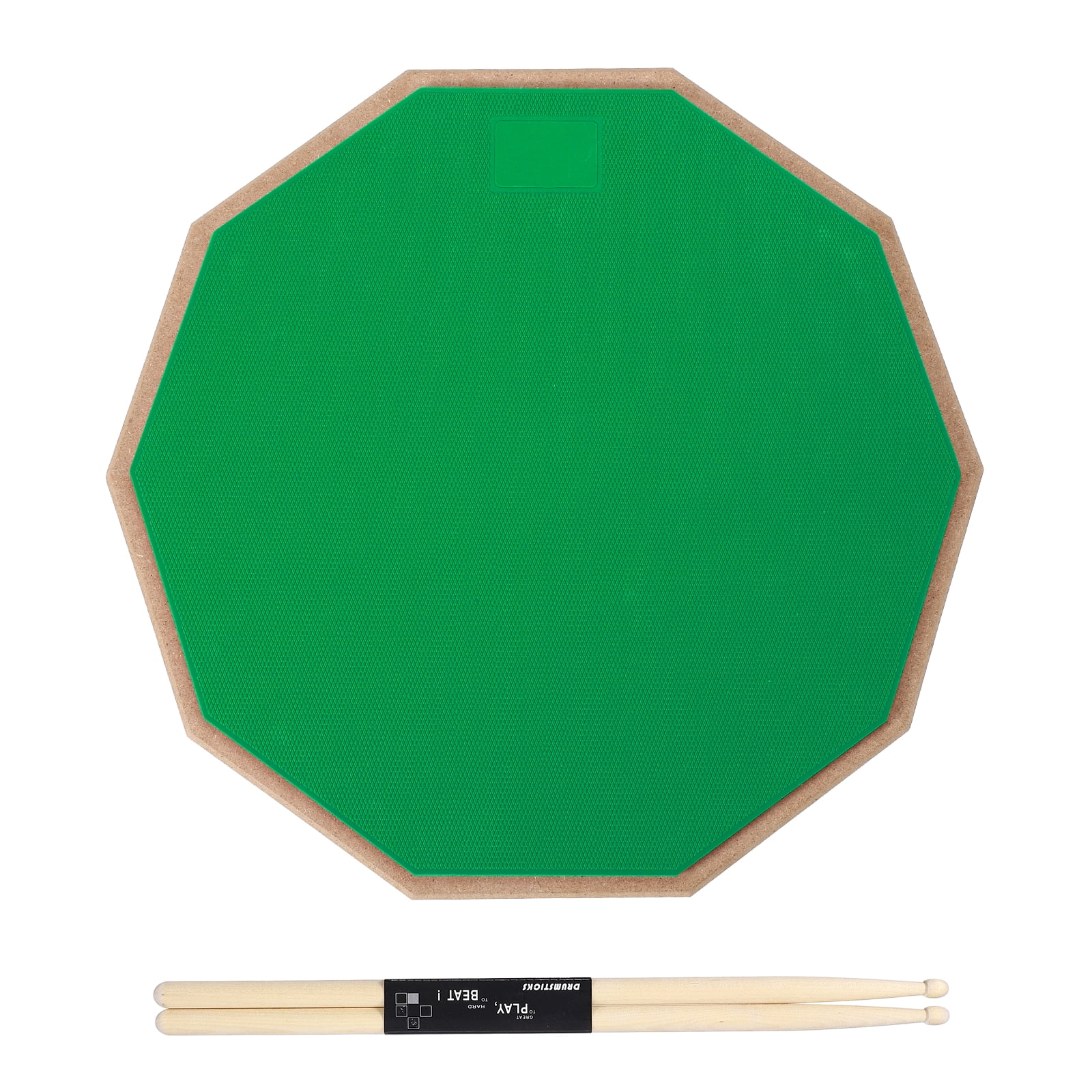 Uxcell Practice Drum Pad Set, 12 Inch Double Sided Silent Snare Drum Pad with 5A Drumsticks for Drummers, Beginners, Quiet Training (Green)