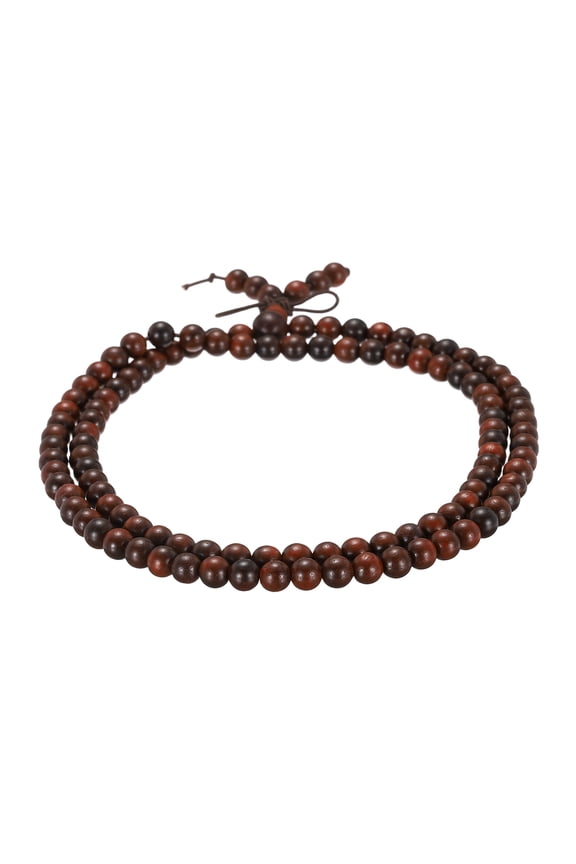 Prayer Beads Bracelet, 6mm Dia 108 Natural Wooden Bead Mala Bracelets Link Wrist with Bag for Men Women Beaded Stretch Crafts Bangle, Red Sandalwood Color