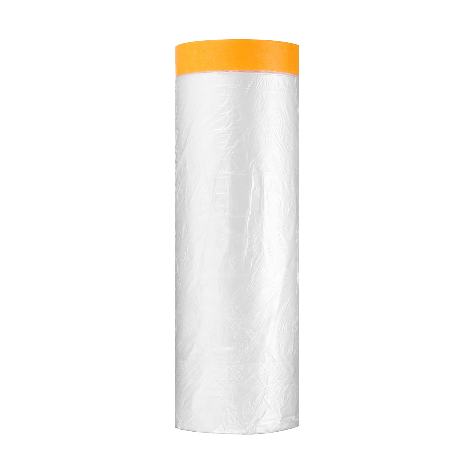 Uxcell Pre-Taped Masking Film 118.1"x65ft Adhesive Tape and Drape Painters Plastic Drop Cloth Film with Tape Plastic Sheeting for Automotive Painting Covering, Clear