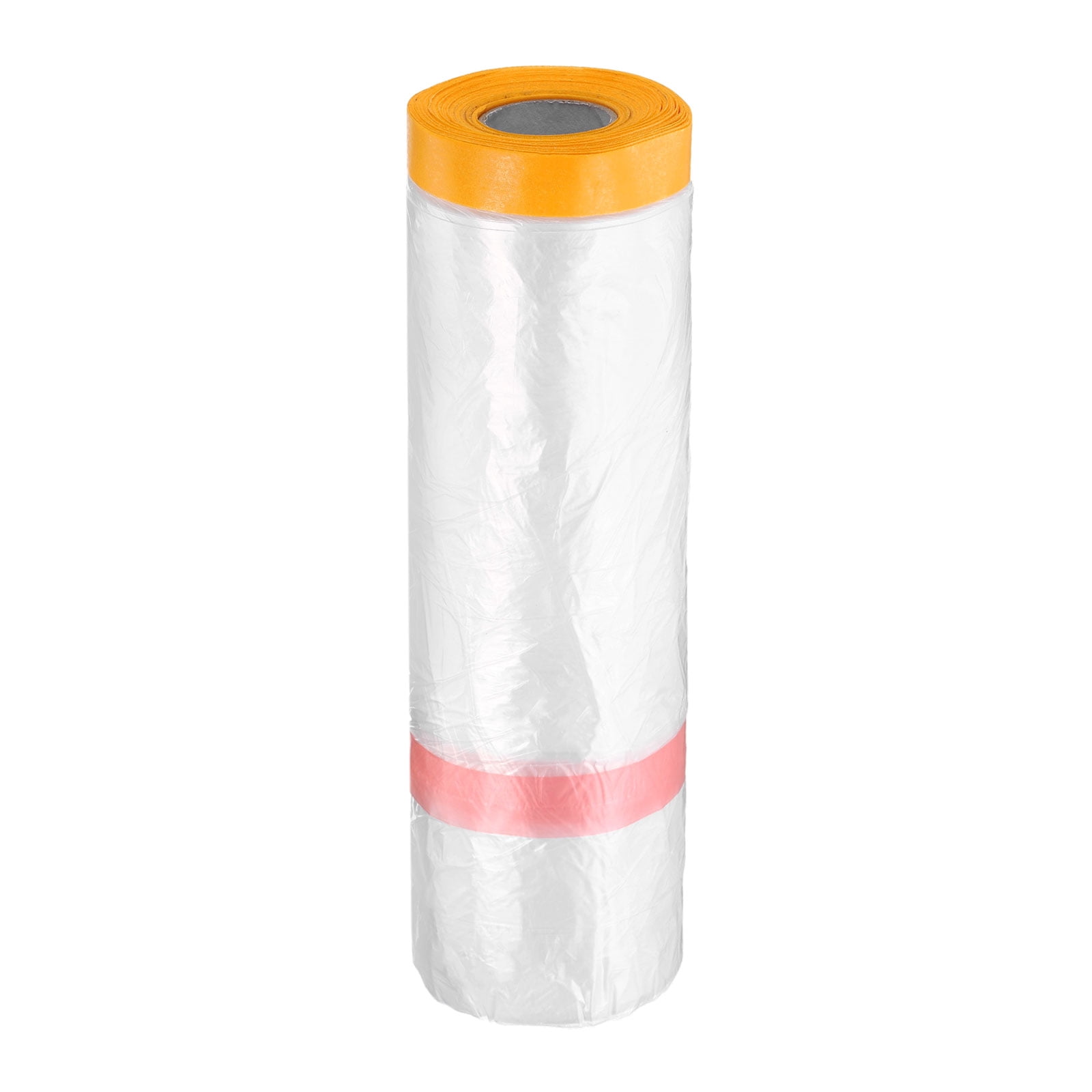 Uxcell Pre-Taped Masking Film 126"x65.6ft Double Adhesive Tape and Drape Painters Plastic Drop Cloth Film with Tape Plastic Sheeting for Automotive Painting Covering