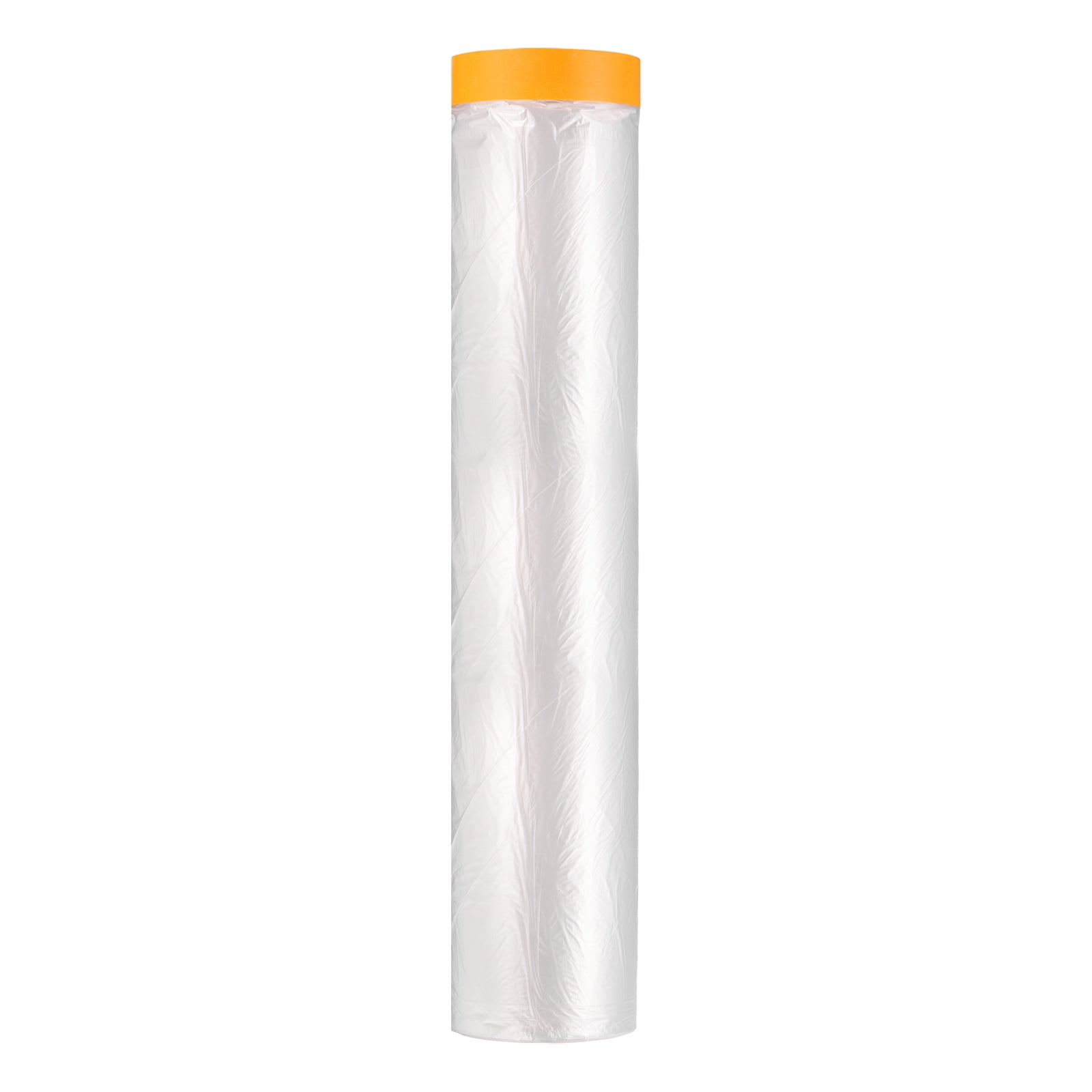Uxcell Pre-Taped Masking Film 129.9"x65ft Adhesive Tape and Drape Painters Plastic Drop Cloth Film with Tapes Plastic Sheeting for Automotive Painting Covering, Clear