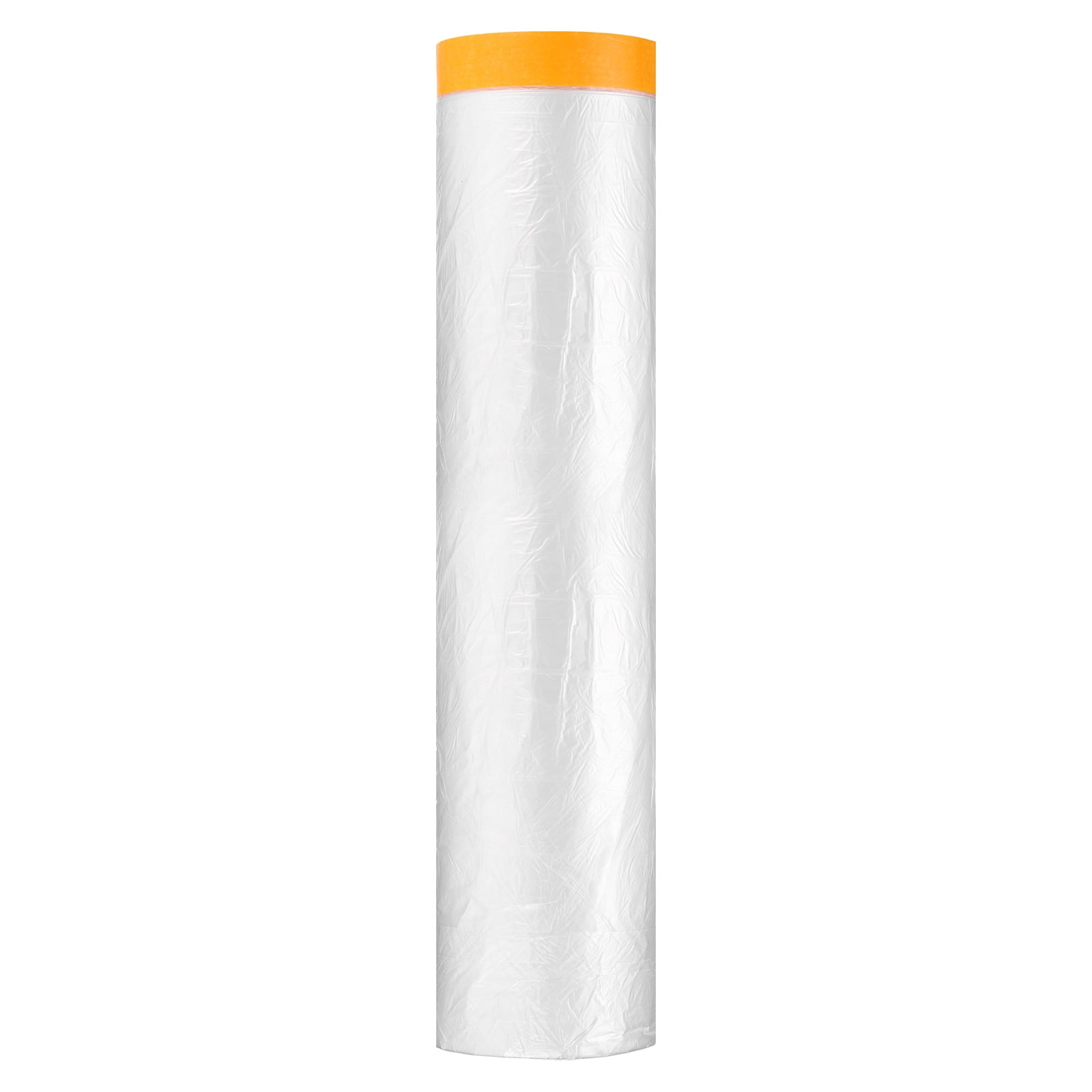 Uxcell Pre-Taped Masking Film 157.5"x65ft Adhesive Tape and Drape Painters Plastic Drop Cloth Film with Tape Plastic Sheeting for Automotive Painting Covering, Clear